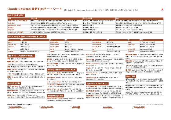 チートシート Claude Desktop 最新 Tips の縮小画像